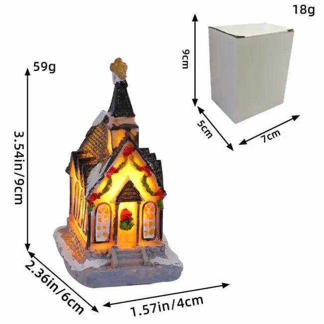 Illuminated Resin Cabins Christmas Figurines for Festive Decor - Estalios