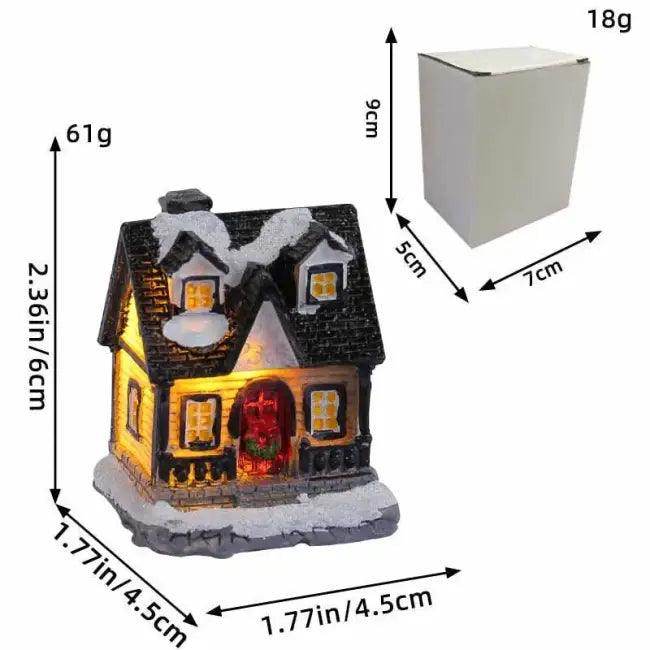 Illuminated Resin Cabins Christmas Figurines for Festive Decor - Estalios