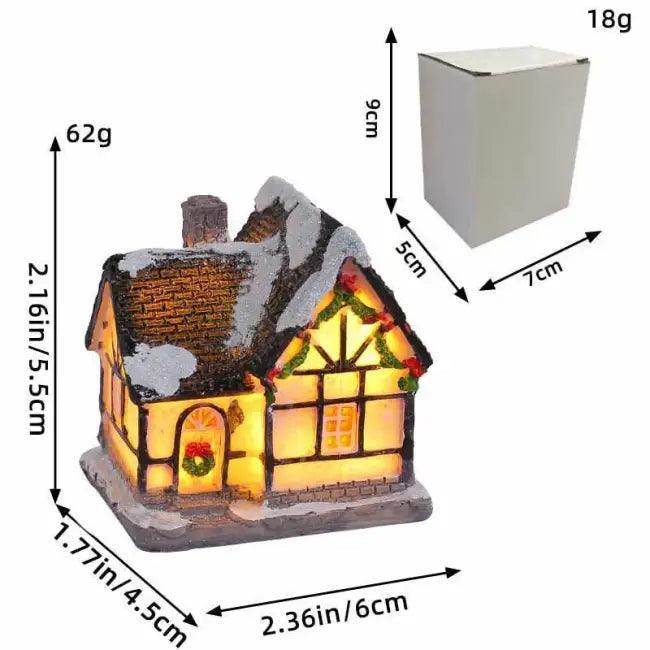 Illuminated Resin Cabins Christmas Figurines for Festive Decor - Estalios