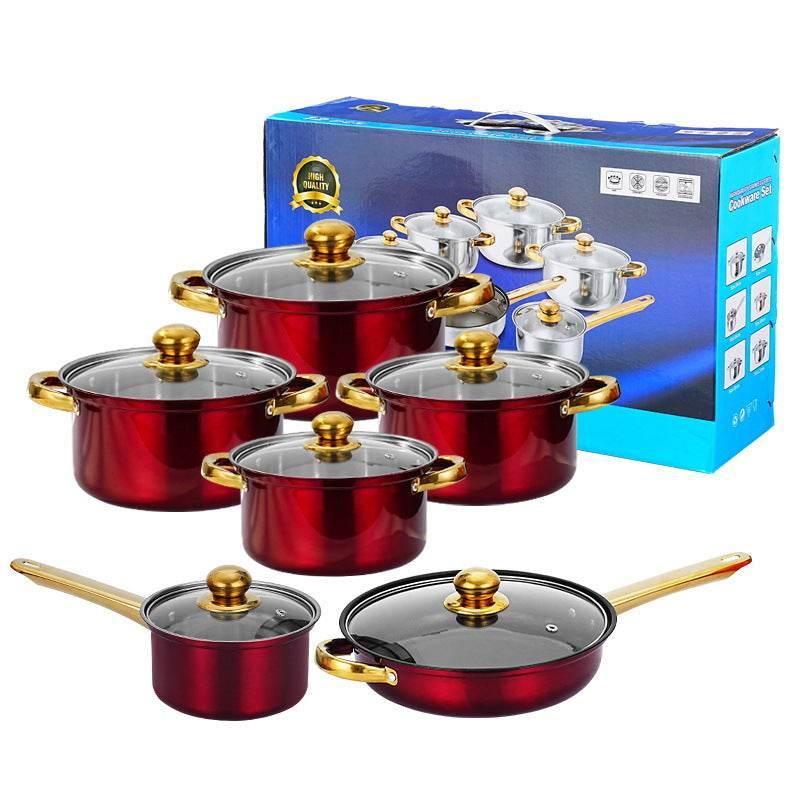 Gleaming Gold Kissed Cookware: Ignite Your Kitchen! Elevate your culinary experience with this stunning cookware set, featuring eye catching colors and luxurious gold - Estalios
