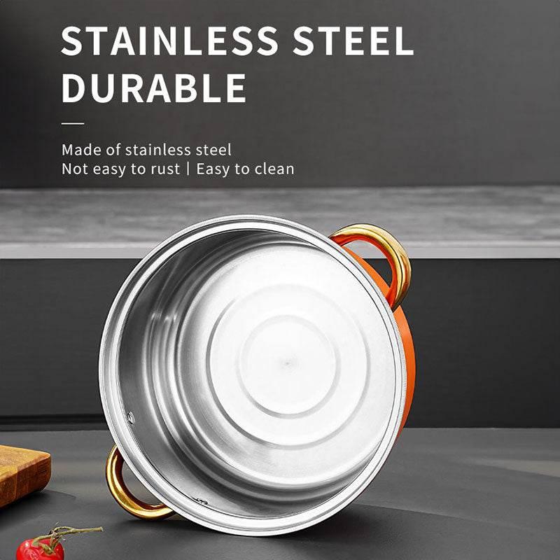Gleaming Gold Kissed Cookware: Ignite Your Kitchen! Elevate your culinary experience with this stunning cookware set, featuring eye catching colors and luxurious gold - Estalios