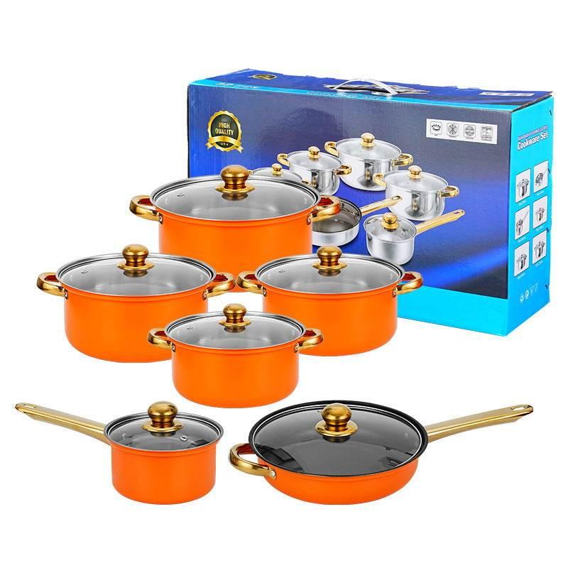 Gleaming Gold Kissed Cookware: Ignite Your Kitchen! Elevate your culinary experience with this stunning cookware set, featuring eye catching colors and luxurious gold - Estalios