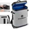 Gray waterproof backpack cooler.