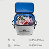 Open cooler filled with ice and cans.