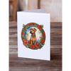 Irish Terrier Christmas Flowers Greeting Cards Pack of 8 - Estalios