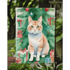 Jolly Ginger Cat Christmas Garden Flag! Watercolor Cat Christmas Flag: Deck your Yard with Feline Cheer! this Garden Flag Features a Charming Watercolor Painting of an Orange - Estalios
