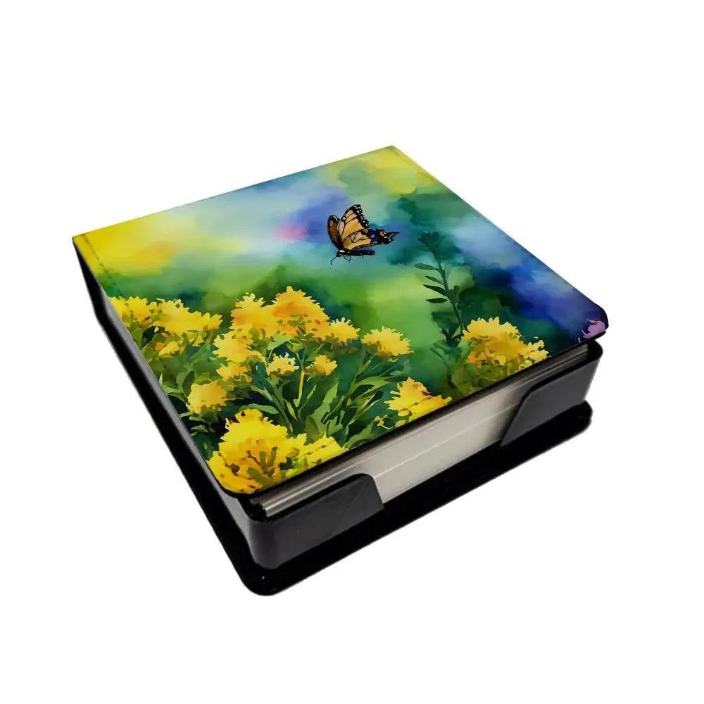 Floral Burst Stationery Set: Unleash your Creativity! Elevate your Desk Game with our Black Notepad Holder Stationery Set, Featuring a Charming Floral Notebook and a Square - Estalios