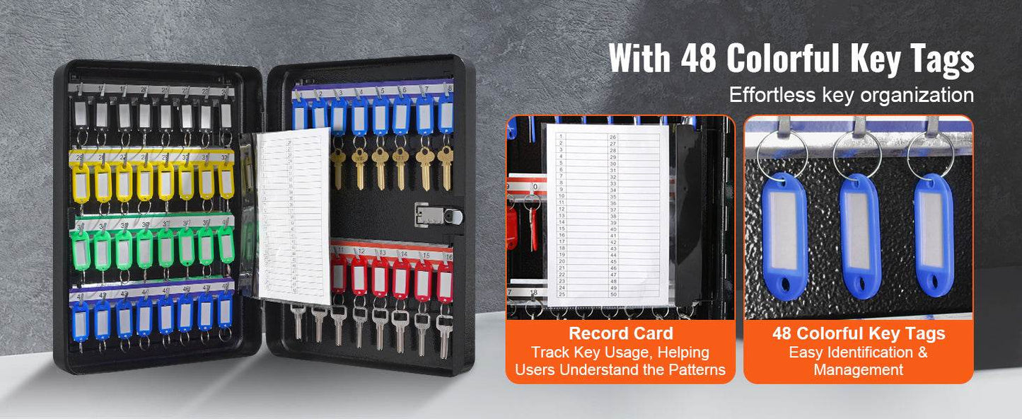 48-Key Lock Box with Adjustable Racks for Secure Key Storage - Estalios