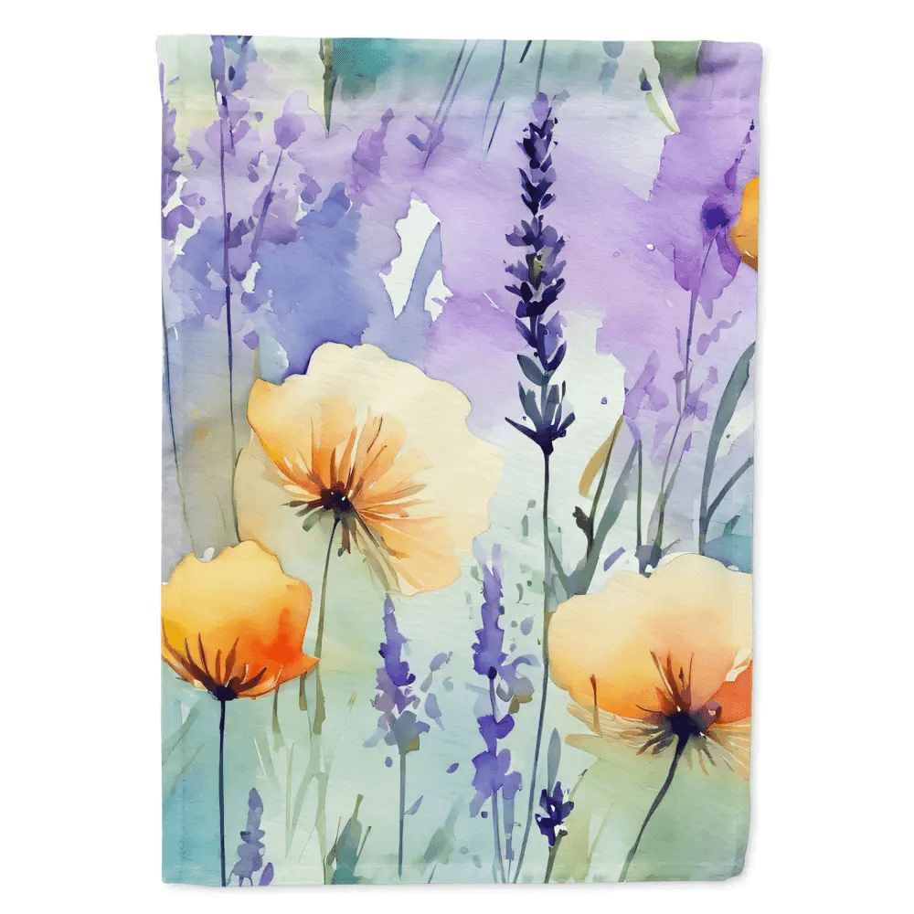 Vibrant Lavender in Watercolor Garden Flag for Outdoors - Estalios