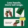 Dog waste bags with easy tear-off and open features.