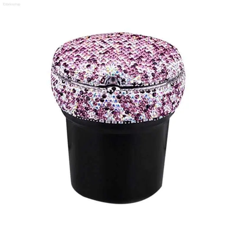 LED Light Car Ashtray with Luminous Rhinestones Design - Estalios