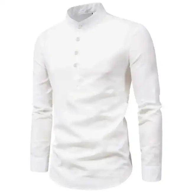 Comfortable Loose Black Linen Shirt with Rolled Sleeves - Estalios