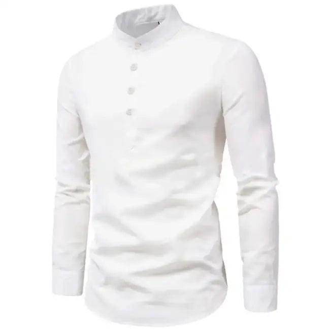 Comfortable Loose Black Linen Shirt with Rolled Sleeves - Estalios