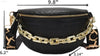 Luxury Plaid Leather Thick Chain Fanny Pack for Women - Versatile Waist, Shoulder, and Crossbody Bag in Black - Estalios