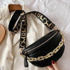 Luxury Plaid Leather Thick Chain Fanny Pack for Women - Versatile Waist, Shoulder, and Crossbody Bag in Black - Estalios