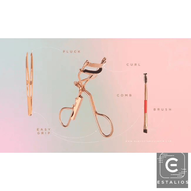 Glam Rose Gold Luxe Makeup & Lash Lifter Set for Flawless Beauty - Estalios