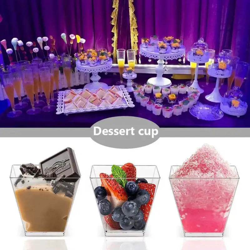Dessert cups with various fillings.