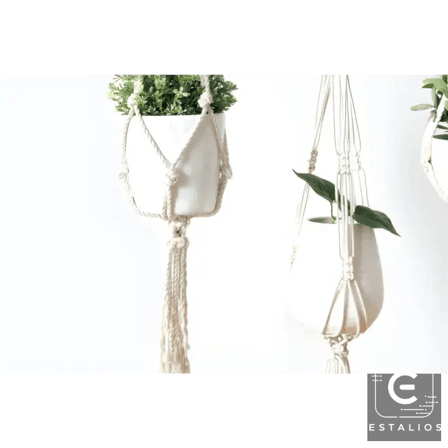 Stylish Macrame Plant Holder with Double and Third Hangers - Estalios