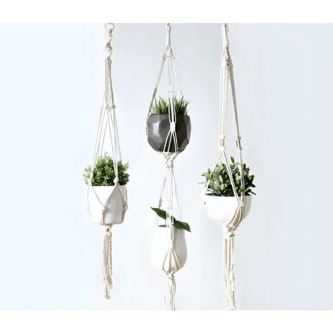 Stylish Macrame Plant Holder with Double and Third Hangers - Estalios