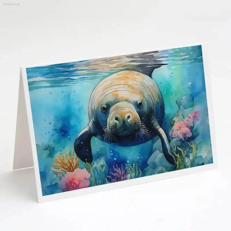 Manatee Magic Vibrant Watercolor Greeting Cards! - Estalios