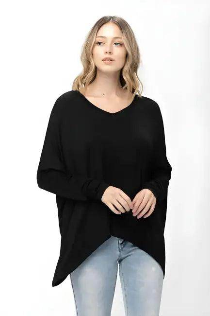 Mauve Long-Sleeved Dolman Sleeve Knit Tunic Blouse for Comfort - Estalios