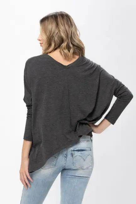 Mauve Long-Sleeved Dolman Sleeve Knit Tunic Blouse for Comfort - Estalios