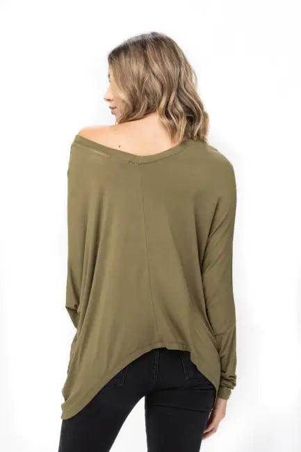 Mauve Long-Sleeved Dolman Sleeve Knit Tunic Blouse for Comfort - Estalios