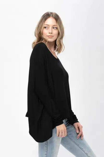 Mauve Long-Sleeved Dolman Sleeve Knit Tunic Blouse for Comfort - Estalios