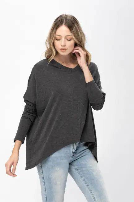 Mauve Long-Sleeved Dolman Sleeve Knit Tunic Blouse for Comfort - Estalios