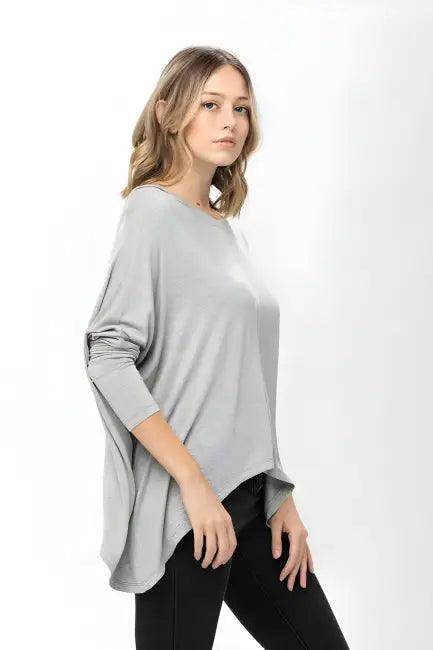 Mauve Long-Sleeved Dolman Sleeve Knit Tunic Blouse for Comfort - Estalios