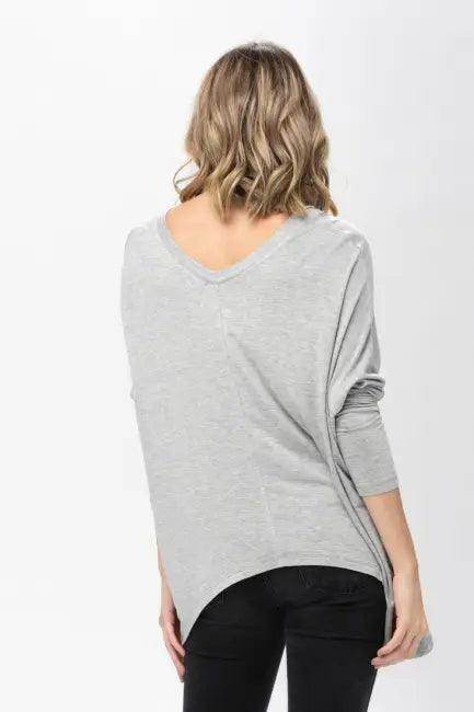 Mauve Long-Sleeved Dolman Sleeve Knit Tunic Blouse for Comfort - Estalios