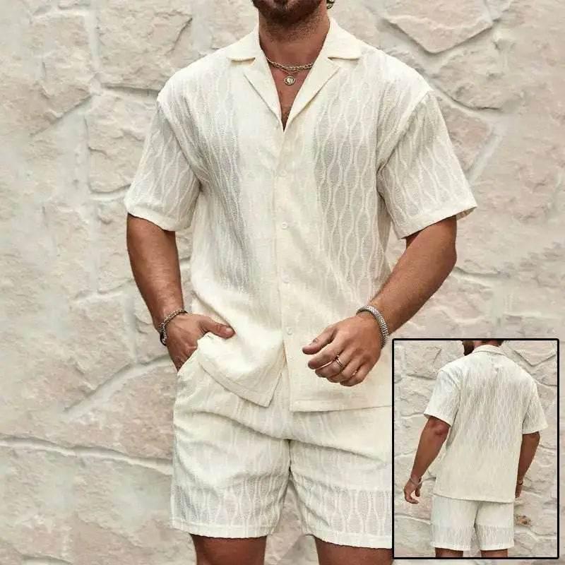 Men Tracksuits Summer Fashion Solid Loose Casual Two Piece - Estalios