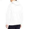 White hooded sweatshirt.