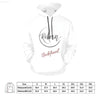 White hoodie with ’Reborn Undefined’ design.