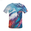 Men's All Over Print T-shirt with Solid Color Collar - Estalios