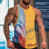 Colorful sleeveless athletic shirt.