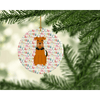Merry Christmas Airedale Ceramic Ornament for Personalization - Estalios