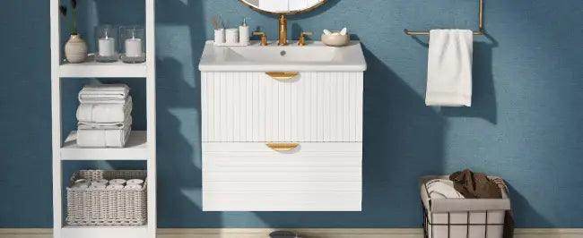 Chic White Vanity with Gold Hardware for Stylish Bathrooms - Estalios