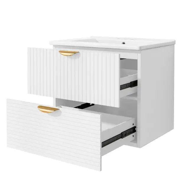 Chic White Vanity with Gold Hardware for Stylish Bathrooms - Estalios