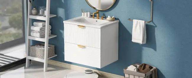 Chic White Vanity with Gold Hardware for Stylish Bathrooms - Estalios