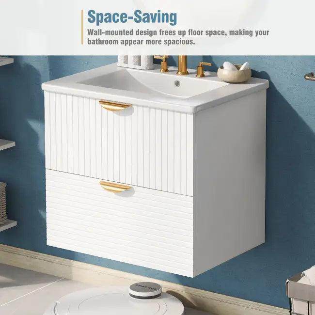 Chic White Vanity with Gold Hardware for Stylish Bathrooms - Estalios