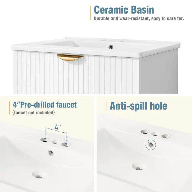 Chic White Vanity with Gold Hardware for Stylish Bathrooms - Estalios