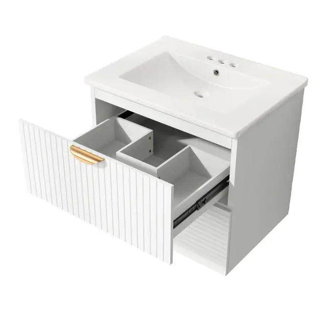 Chic White Vanity with Gold Hardware for Stylish Bathrooms - Estalios
