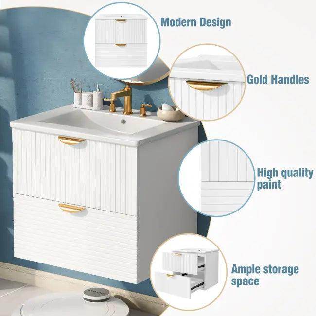Chic White Vanity with Gold Hardware for Stylish Bathrooms - Estalios