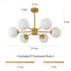 Gleaming Gold Sputnik Chandelier: Modern Globe Lights! Illuminate your Home with the Stunning Gold Chandelier, a Modern Masterpiece Featuring Six Frosted Globes - Estalios