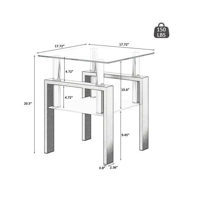 Stunning Glass-Topped End Table Duo for Modern Elegance - Estalios