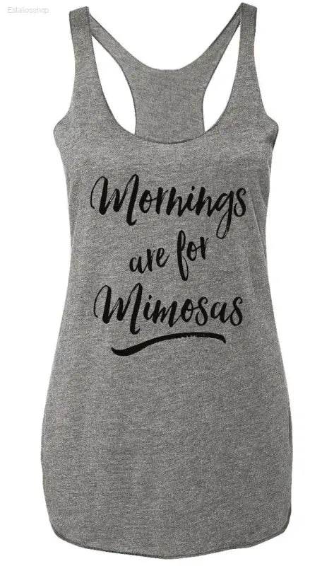 Mornings Are For Mimosas Heather Gray Tank Top for Comfort - Estalios