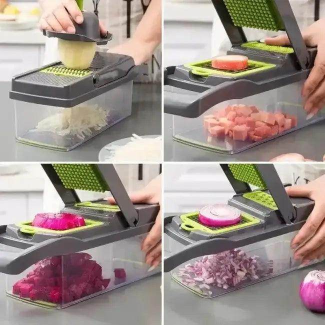 Multifunctional Vegetable Chopper with Interchangeable Blades for Effortless Meal Prep - Estalios