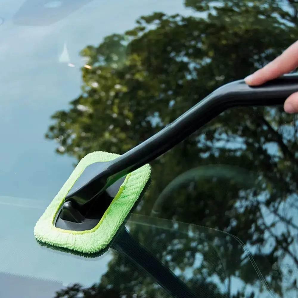 Car Window Cleaner Brush Kit with Long Handle for Interior Windshield Cleaning - Auto Glass Wiper Accessories - Estalios