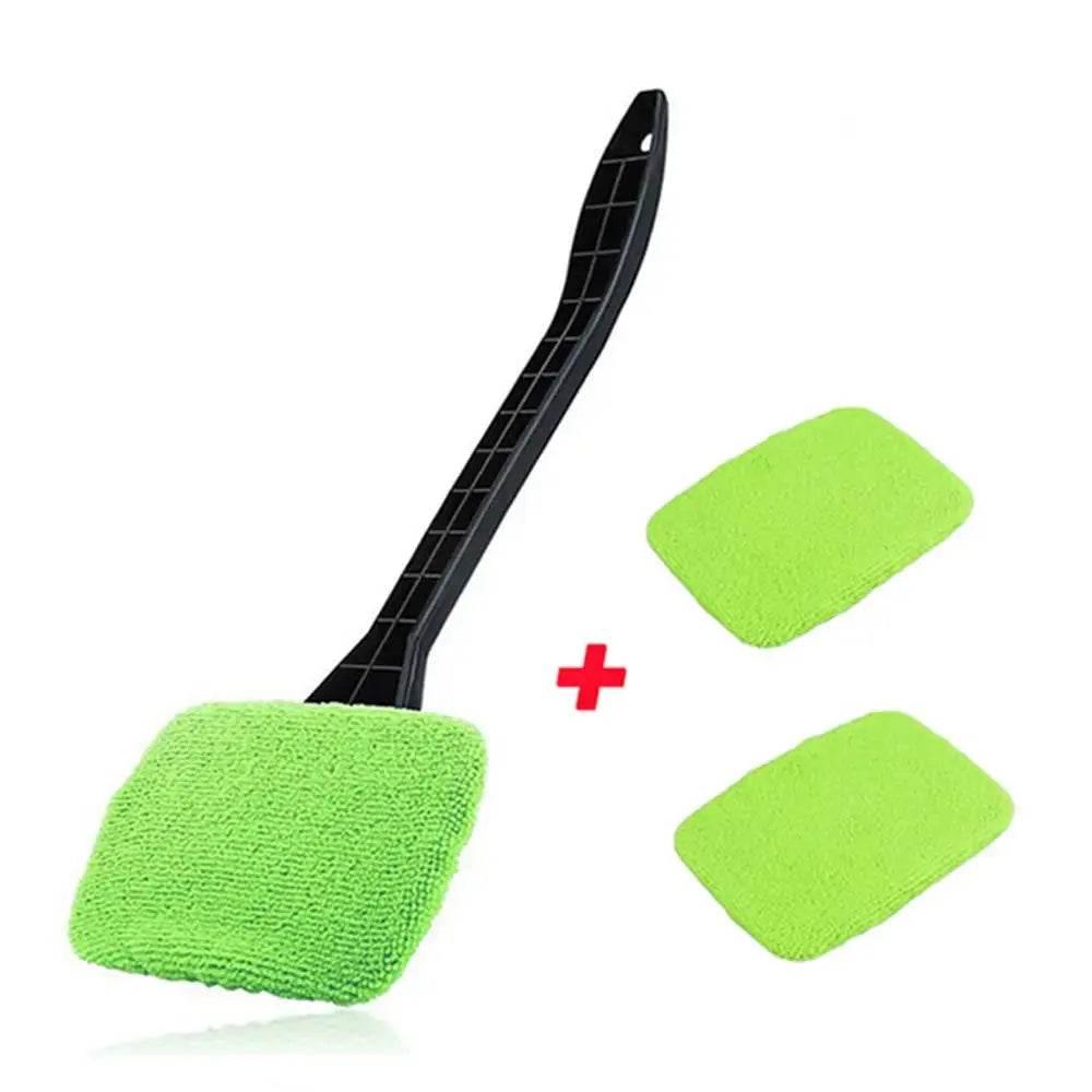 Car Window Cleaner Brush Kit with Long Handle for Interior Windshield Cleaning - Auto Glass Wiper Accessories - Estalios